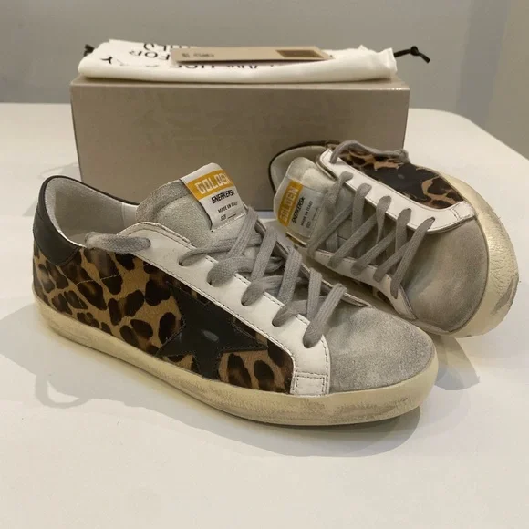 Golden Goose Superstar Sneaker in Leopard/Black Leather sz 37 New in Box - Picture 11 of 11